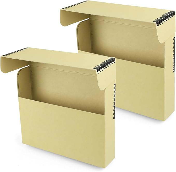 Lineco Archival Document Storage Box, Tan, 15.5" x 10.5" x 2.5" | Legal-Sized, Metal Edge, Acid-Free Boxboard Case, Organize Files, Prints, Photos, Pack of 2 by Lineco