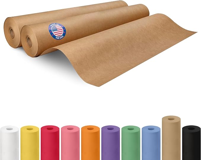 Brown Paper Roll 24" x 1800" (150 feet), Pack of 2 - USA-Made Brown Craft Wrapping Paper 50lb Thickness for Packing, Moving, Shipping & Crafts/Arts - 100% Recycled Wrapping Material by IDL Packaging by IDLPackaging