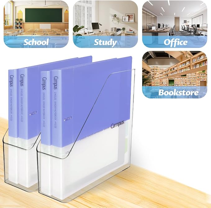 4Pcs Clear Acrylic Magazine File Holder Desktop Storage Organizer | Clear acrylic plastic bins for documents desktop sorter organizer for home office school desktop supplies. - Image 5