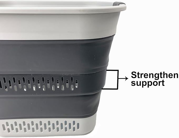 SAMMART 40L (10.5 Gallon) Collapsible Plastic Laundry Basket - Foldable Pop Up Storage Container/Organizer - Portable Laundry Hamper - Space Saving (2, Grey/Steel Grey) - Image 5