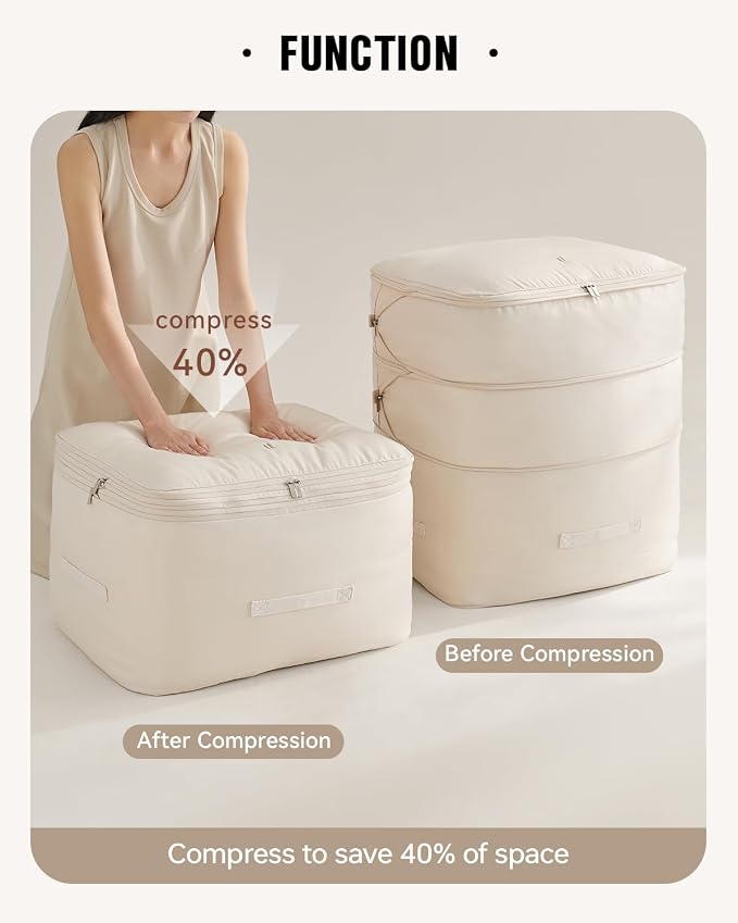 Eachy 2-Pack Comforter Storage Bag Blanket Storage Bags, Compression Storage Bags for Blanket Comforter, Ultra Space Saving Self Compression Organizer - Image 4