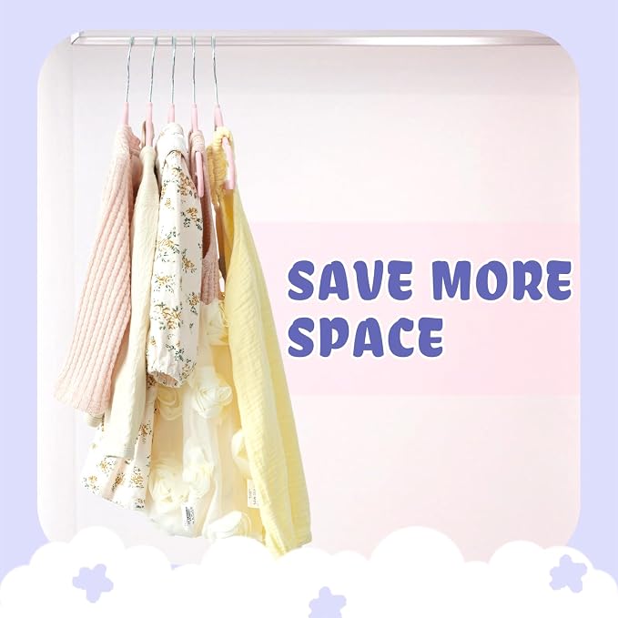 BAGAIL 50 Pack Kids Velvet Hangers 11 Inches Children's Clothes Hangers Non-Slip Baby Hangers for Infant/Toddler (Blush Pink) - Image 6
