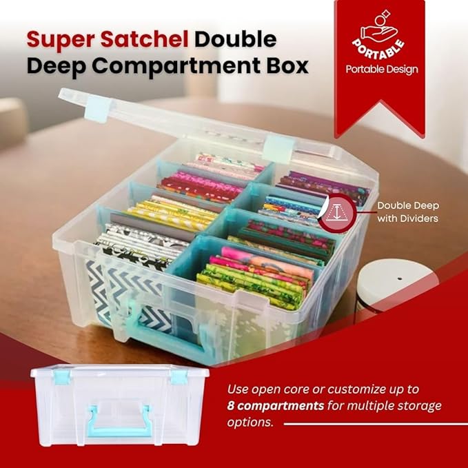ArtBin 6990SA Super Satchel Double Deep with Removable Dividers, Large Portable Art & Craft Storage with Handle, Translucent/Aqua Mist - Image 4