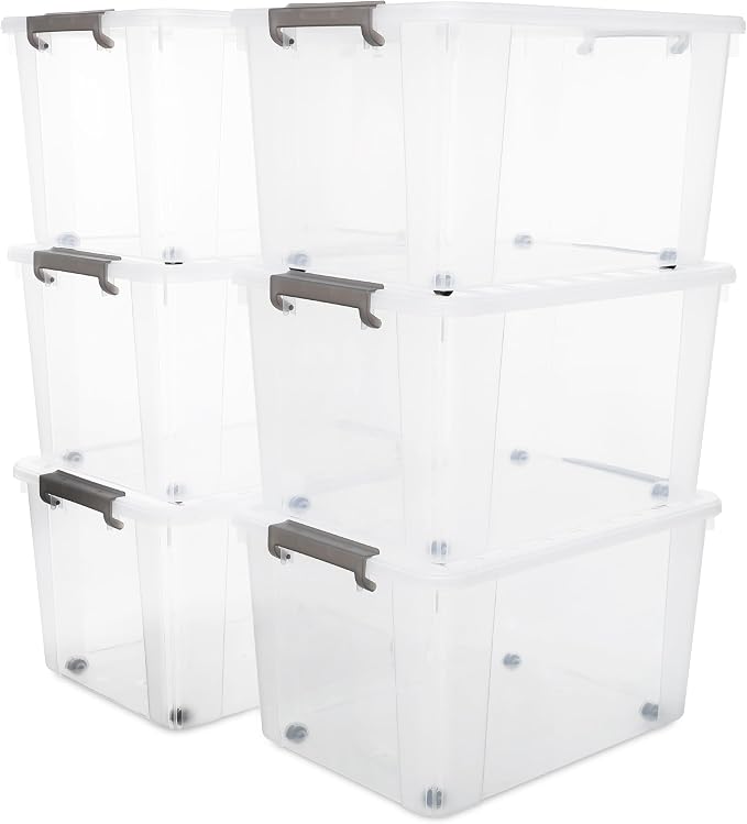 Citylife 6 Packs 69 QT Plastic Storage Bins with Lids Large Stackable Storage Containers for Organizing Clear Storage Box for Garage, Closet, Kitchen by CITYLIFEHomeOrganization