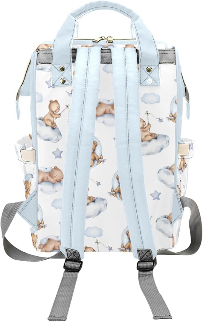 Personalized Sleeping Bear Diaper Bag Backpack with Name – Waterproof Custom Baby Nappy Bag with Large Capacity & Multi Pockets – Shower Gift for Baby for New Parents - Image 4
