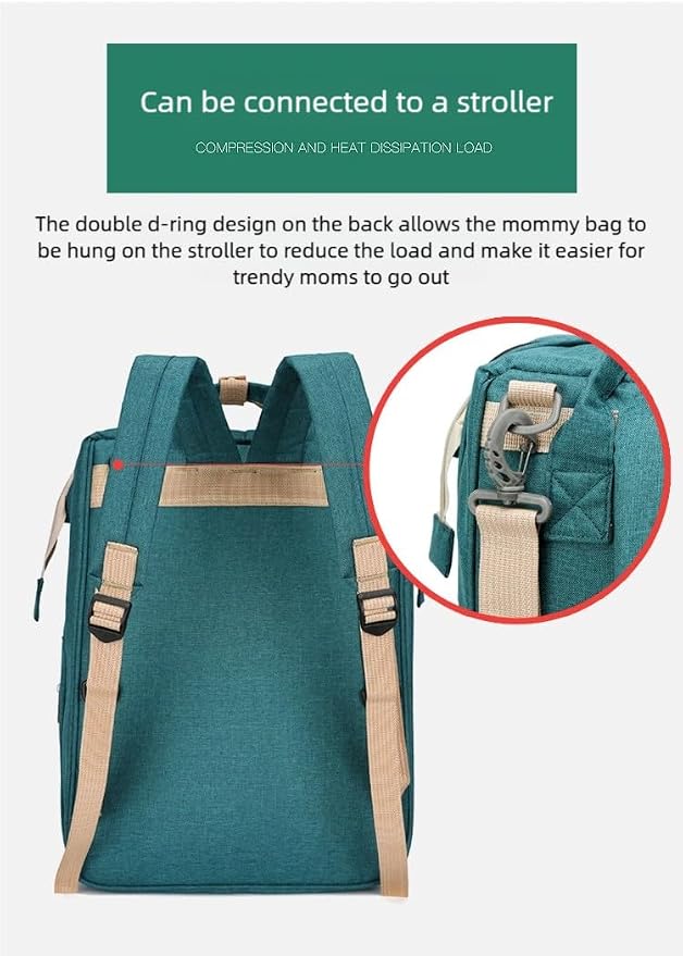 New foldable bed diaper backpack, waterproof and wear-resistant, large capacity, for travel, outings and daily use (Dark blue) - Image 8