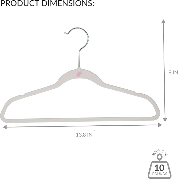 Simplify 25 Pack Kids Velvet Hangers | Slim | Non-Slip Design | Space Saving | Childrens Clothes | Shirts | Pants | Dresses | Baby Nursery | Closet Storage & Organization | White - Image 4