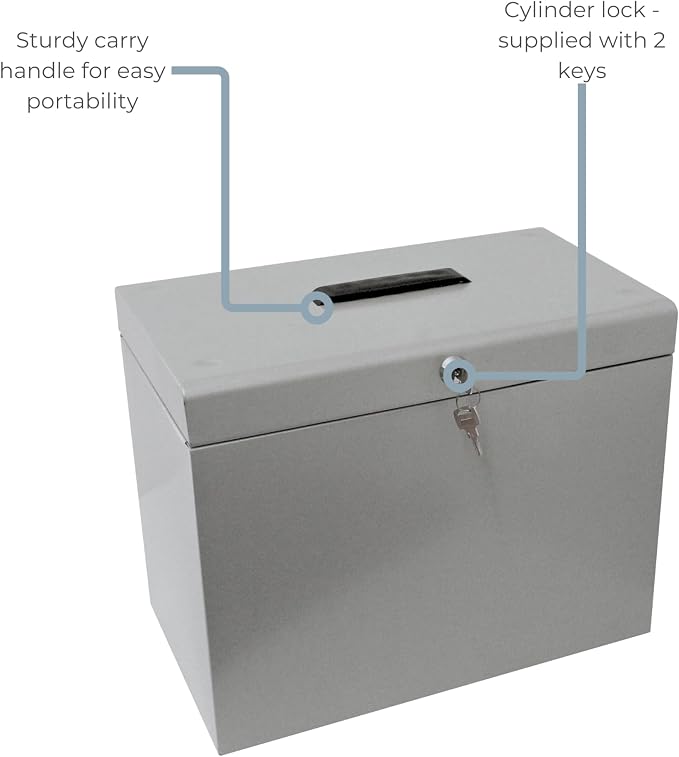 Cathedral Products A4 Steel File Box with Starter Pack of 5 Suspension Files - Grey - Image 5