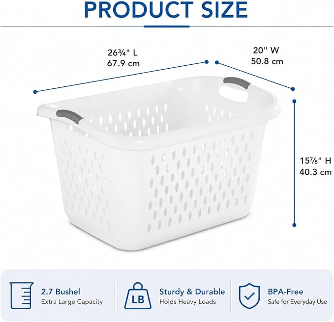 Extra Large Laundry Basket 2.7 Bushel with Handles 2 Pack | 2-Pack 2.7 Bushel Extra Large Laundry Baskets – Holds more per load. Reduces trips to the washing machine. - Image 3