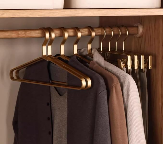 Premium Matte Golden Aluminum Coat Hangers 6 Piece Set, 17.7” Extra Smooth & Durable Metal Shirt Dress Hanger,Aluminum Alloy Hanger,Clothing Support,Clothing Hang - Image 9