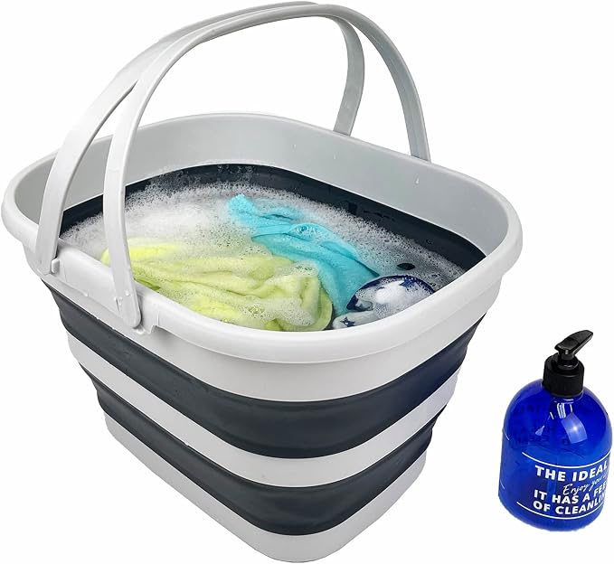 SAMMART Collapsible Tub with Handle 17L (4.5 Gallons) Set of 2 - Portable Picnic Basket/Crate - Foldable Storage Container for Dishes Washing, Camping and Home - Image 6