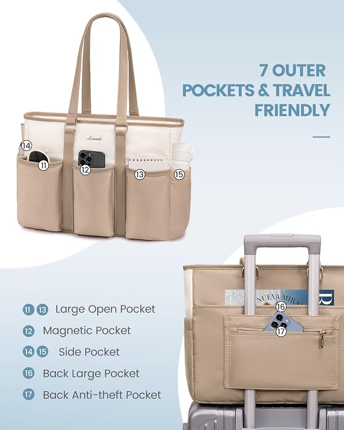 LOVEVOOK Work Tote Bag, 15.6 Inch Laptop Bag for Women Teacher Nurse Mom With Large Cup Holder, Utility Everything Bag For Travel College Daily, Large Computer Purse Handbag, Gift - Image 5