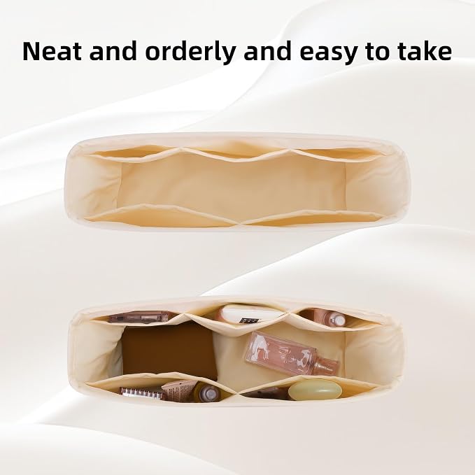 DGAZ Silk Purse Organizer Insert for Neverfullbag(MM, Craie) | Soft and Lightweight,Perfect Fit,Multi-pocket Storage,Bag Protector,Luxury Bag Care,Handmade,for Smooth Bag Organizer - Image 5
