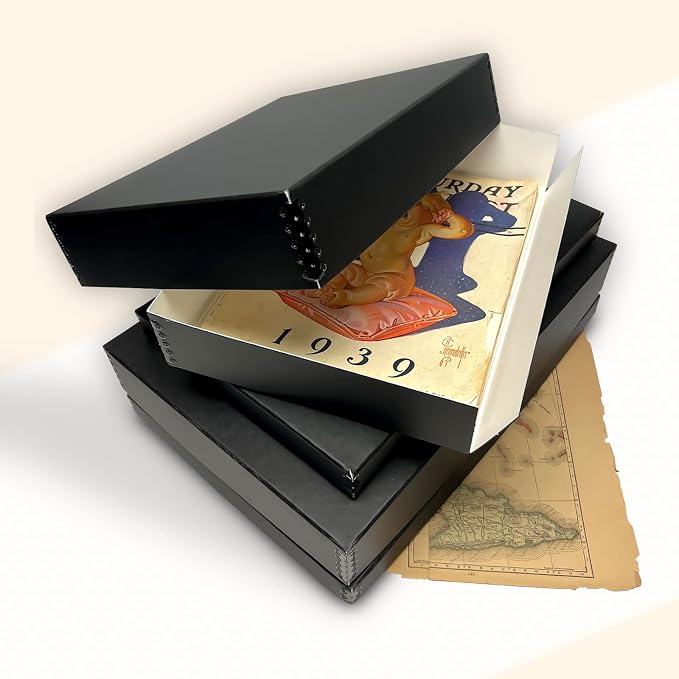 Golden State Art, Drop Front Archival Storage Box, 14.75"x18.75"x3"-Black | Acid-Free 14x18 Museum Photo Storage Box with Metal Edge, Preserve Documents, Prints, Poster, Photographs, Arts And Crafts - Image 8