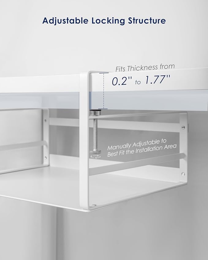 Nxconsu Under Shelf Basket, 2 Pack Under Shelf Storage Organizer, 11" | Heavy-Duty Metal Under Cabinet Shelf Basket Holds 30 lb with No-Drill Knob-Lock Clamp for Kitchen Pantry Cupboard - Image 3