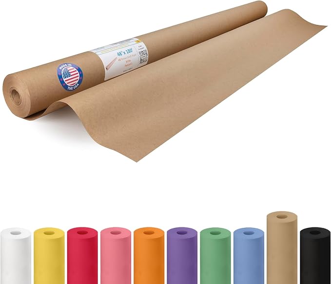 IDL Packaging Brown Kraft Paper Roll 48" x 2160" (180 feet), 30lb Thickness - USA-Made Brown Wrapping Paper for Packing, Moving, Shipping, Crafts, Arts, Party - 100% Recycled Gift Wrap Material by IDLPackaging
