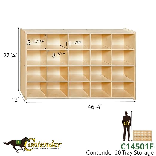 Contender Multi -Section Storage Cabinet with 20 Translucent Bins, Montessori Homeschool Toy And Craft Supplies Organizer, Greengaurd Certified [Fully Assembled] - Image 3