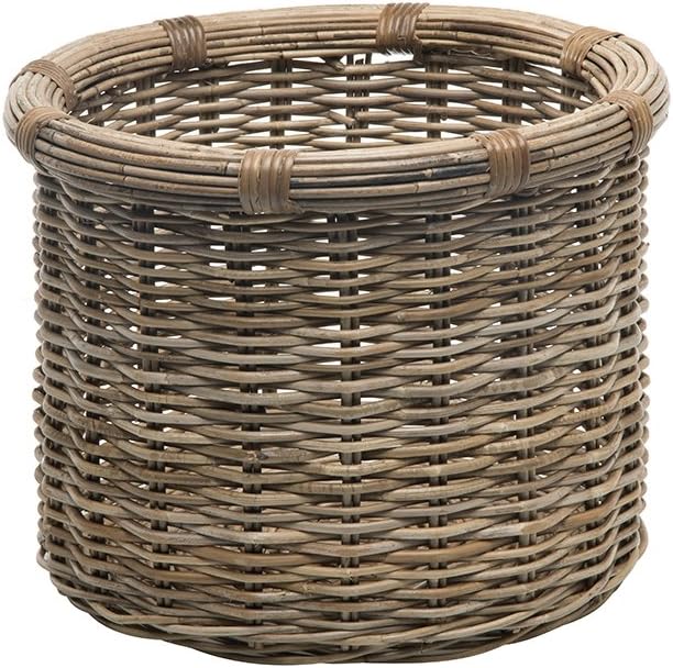 KOUBOO Rattan Log & Storage Basket Large Firewood Holder Gray Brown | KOUBOO Round Rattan Log Basket, Large Firewood, Blanket Holder Gray Brown by KOUBOO