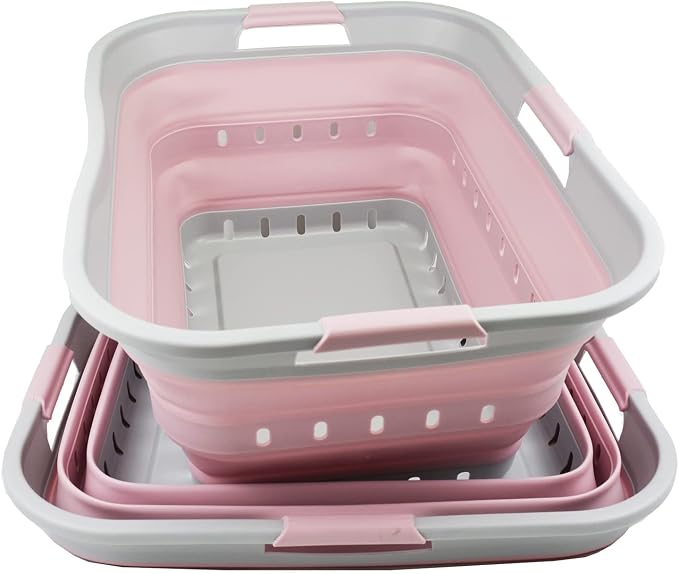 SAMMART 42L(11 gallons) Collapsible Plastic Laundry Basket - Foldable Pop Up Storage Container/Organizer - Portable Laundry Hamper- Space Saving Outdoor - Image 2