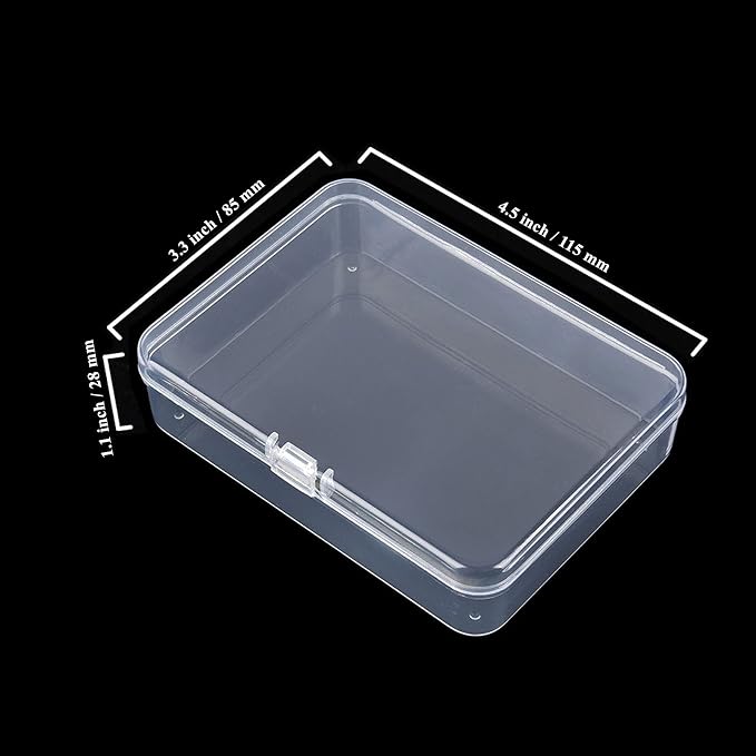 Rectangular Clear Plastic Storage Containers, 12 Pack | 4.5 x 3.3 x 1.1 inch, Hinged Lid, For Beads and Small Craft Items - Image 2