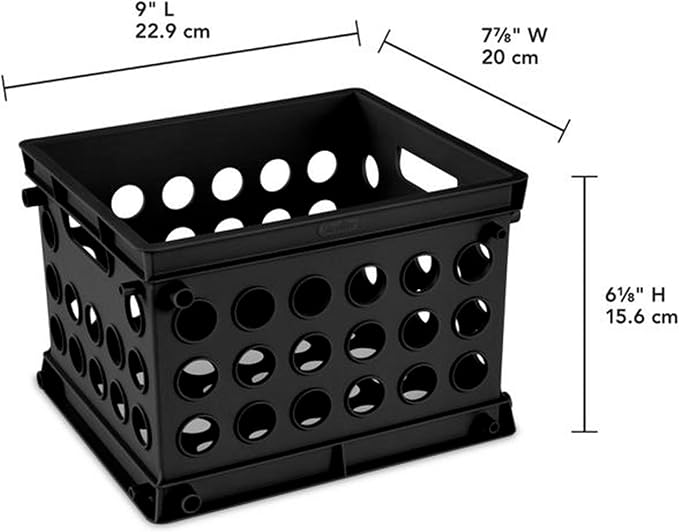Sterilite Mini Crate, Stackable Plastic Storage Bin with Handles, Organize Home, Garage, Office, School, Dorm Room, Black, 24-Pack | Small Plastic Storage Containers, Open Top Organizer Bins for Home, Garage, Office, Classroom, Dorm, Desk & Crafts - Image 2