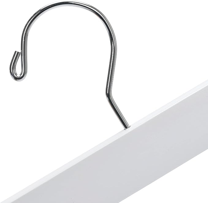 Quality 11 Inches Kids Wooden Pants Hangers 20 Pack - Skirt Hangers with Adjustable Metal Clips 360° Swivel Chrome Hook & Nonslip Notches- Ideal for Clothes Size 8 and Smaller (White, 20) - Image 6