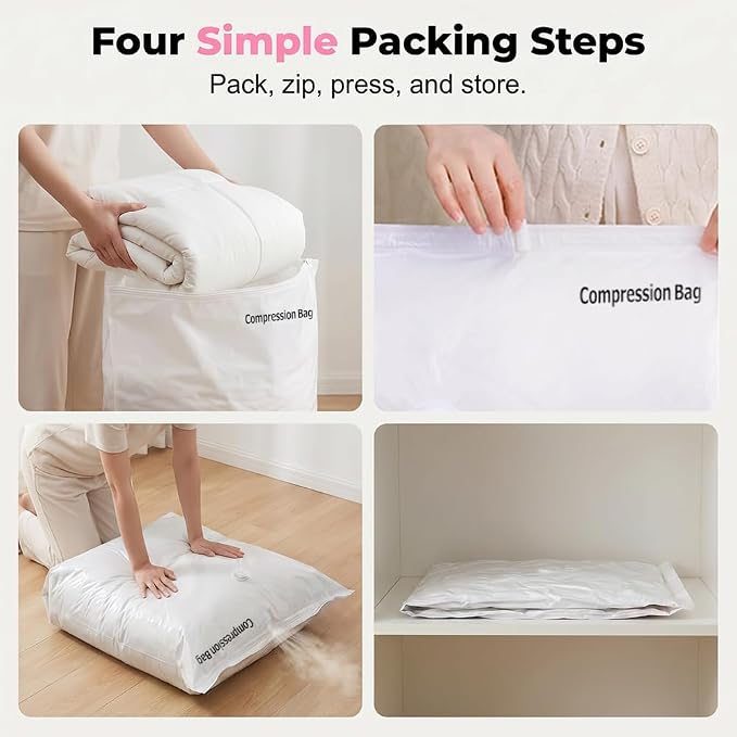 No‑Pump Vacuum Storage Bags,Reusable Cube Compression Space Saver Bags,3 Sizes Press & Seal Compression for Clothes, Bedding & Travel (5, 39.37 * 31.49") - Image 5