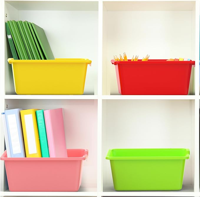 20 Pcs Plastic Book Bins Classroom Small Cubby Bins Stacking Bins Office Kids Storage Container Desk Organizer Basket for Home Nursery Playroom Classroom (20) - Image 6