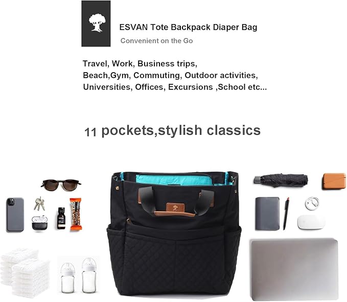 Diaper Tote Bag Totepack Backpack Crossbody Bag 3 in 1 for Women Laptop Backpack Multifunctional with Insulated Pockets - Image 6