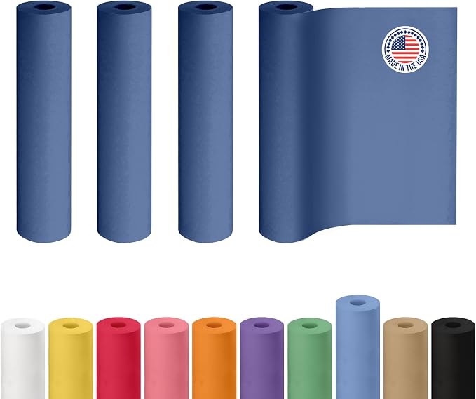 24" x 1200" (100 ft) Blue Kraft Paper Roll, Pack of 4 - USA-Made Quality Craft Paper for Gift Wrapping, Kids' Arts & Crafts, School Projects - 100% Recycled, 50 lb Natural Material by IDL Packaging by IDLPackaging