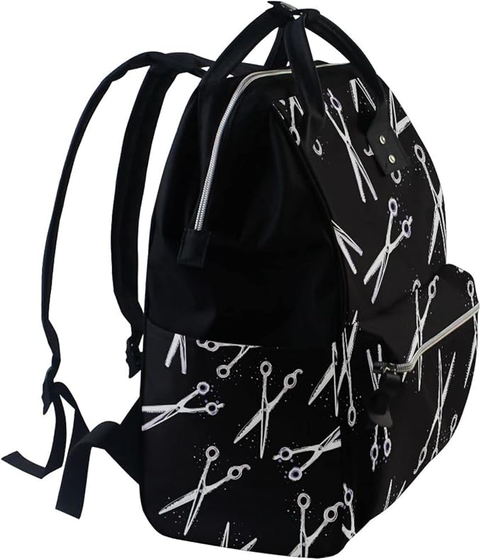 Scissors Print Diaper Bag Backpack, Waterproof, Large Capacity, Multi-function Travel Backpack, Hair Stylist Bag - Image 5