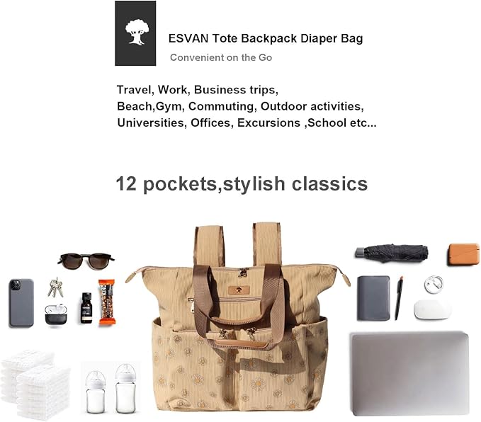Diaper Tote Bag Totepack Backpack 2 in 1 for Women Multifunctional Large Capacity with Insulated Pockets Travel | Multifunctional - Image 4
