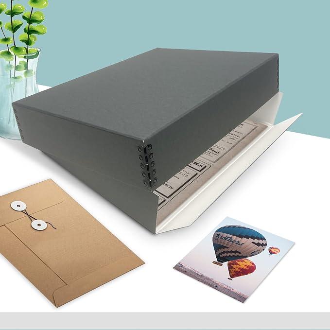 Golden State Art, Drop Front Archival Storage Box, Gray, 11.75x15.25x3 Inch | Acid-Free Museum Box with Metal Edge Corner, for Storing Artwork Photos Documents Prints Arts And Crafts - Image 9