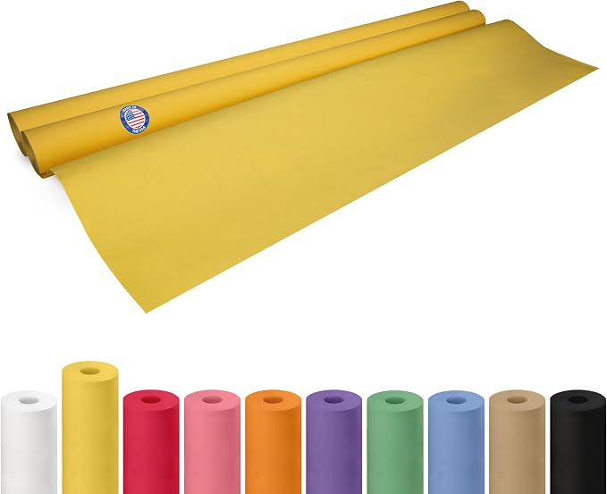 48" x 1200" (100 ft) Yellow Kraft Paper Roll, Pack of 2 - USA-Made Quality Craft Paper for Gift Wrapping, Kids' Arts & Crafts, School Projects - 100% Recycled, 50 lb Natural Material by IDL Packaging by IDLPackaging