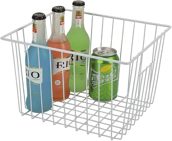 Freezer Storage Organizer Basket, Refrigerator Wire Household Bins with Built-in Handles for Kitchen, Pantry, Cabinet, Closets - Pearl White(4Pack, 11in x 10in x 5.5in) - Image 4