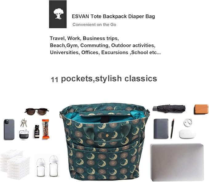 Diaper Tote Bag Totepack Backpack Crossbody Bag 3 in 1 for Women Laptop Backpack Multifunctional with Insulated Pockets - Image 5