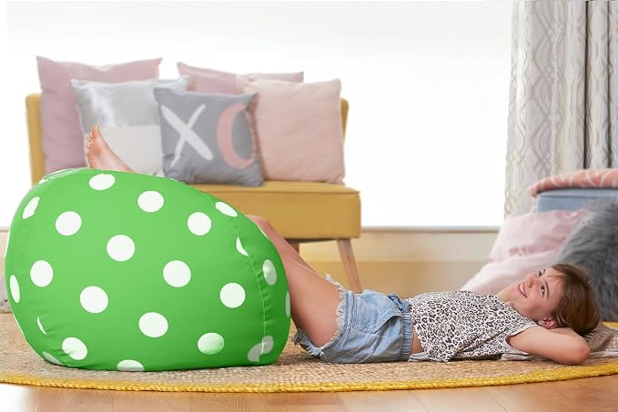 Aubliss Stuffed Animal Bean Bag Storage Chair (Green Dot, Large (38'')) - Image 6