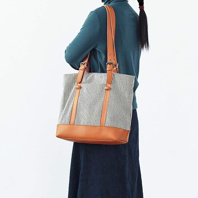 Women's Canvas Shoulder Work Tote Purses Large Top Handle Everyday Bag Diaper Handbag - Image 4