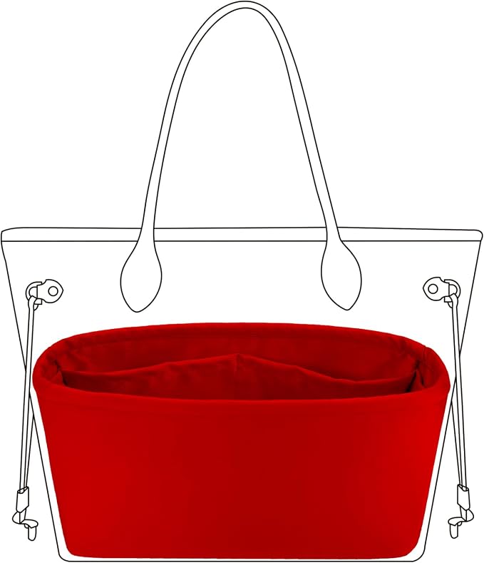 DGAZ Silk Purse Organizer Insert for Neverfullbag(Rouge moyen,BB) | Soft and Lightweight,Perfect Fit,Multi-pocket Storage,Bag Protector,Luxury Bag Care,Handmade,for Smooth Bag Organizer by DGAZ