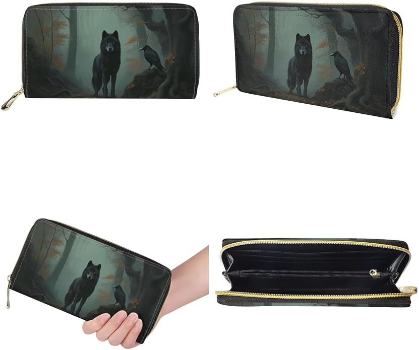 GIFTPUZZ Women Top Handle Bags Handbags with Zipper Leather Wallet Cash Card Phone Holder and Makeup Bag Set 3pcs - Image 7
