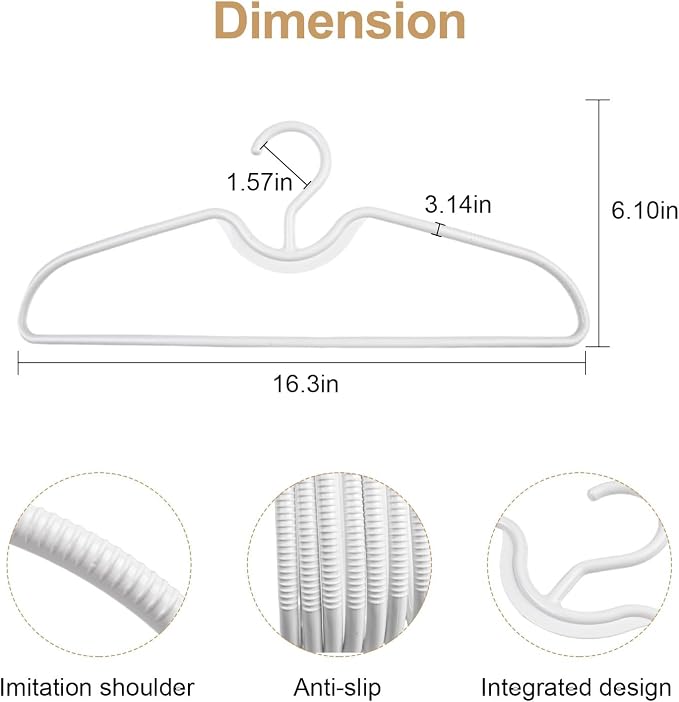 Plastic Clothes Hangers Space Saving Short Neck Hanger, Anti-Slip for Heavy-Duty Slim Closet Thin Hangers, Coat Hanger for College Dorms, Homes & More, Enhances Closet Space(20Pack) - Image 2
