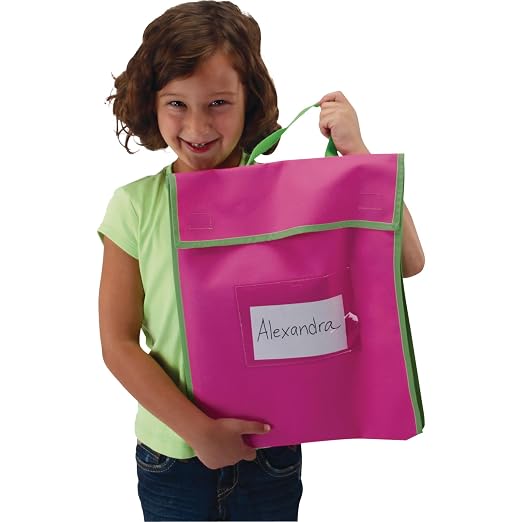 Really Good Stuff Store More Large Book Pouches, 4-Pack, Neon | Stitched-on Handle, Clear Name Tag Pocket, Durable Fabric, Water Resistant, Send Home Books & Homework - Image 5