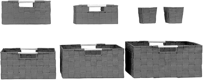 Sorbus Storage Baskets for Organizing (Set of 7), Mesh Hand-Woven Design, Linen Closet Organizers and Storage, Organizer Storage Baskets for Shelves, Variety Pack Organizers and Storage (Grey) - Image 7