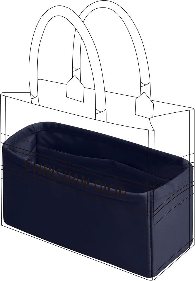 DGAZ Silk Purse Organizer Insert For Dior Book Tote mini/S/M/L，Silky Smooth Bag Organizer，Luxury Handbag & Tote Shaper（Treasure blue，BT-Mini） | Soft and Lightweight,Perfect Fit,Multi-pocket Storage,Bag Protector,Luxury Bag Care,Handmade,for Smooth Bag ... by DGAZ