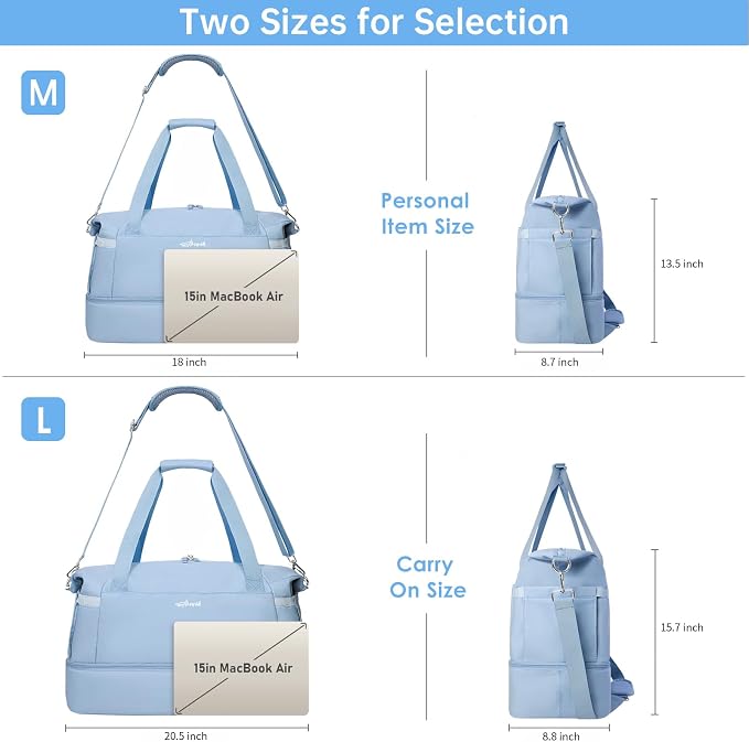 Gym Bag for Women, 45L Carry On Travel Duffel Bag with Shoes Compartment | Weekender Overnight Duffel Bag with Wet Pocket, Hospital Bag for Women Labor Delivery, Carry On Bag for Travel, Gym, Weekend - Image 3