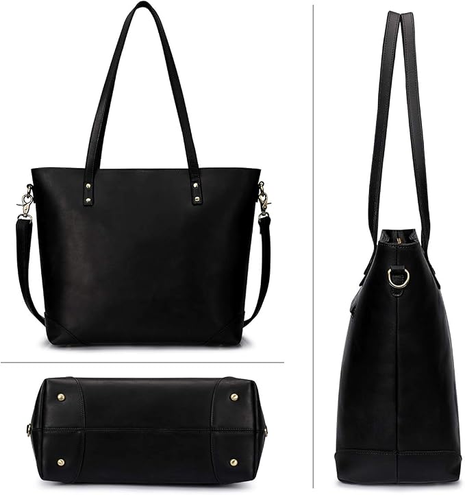S-ZONE Vintage Genuine Leather Shoulder Bag Work Totes for Women Large | Top Grain Leather, Purse Handbag, Fits Laptop Documents, Luggage Sleeve, Multi Pockets, Work Travel Everyday - Image 7
