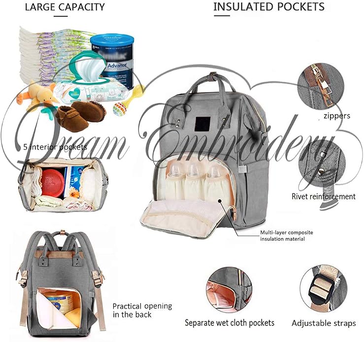 PERSONALIZED Large Diaper Knapsack/Tote Backpack/Messenger Shoulder Bag - Image 5