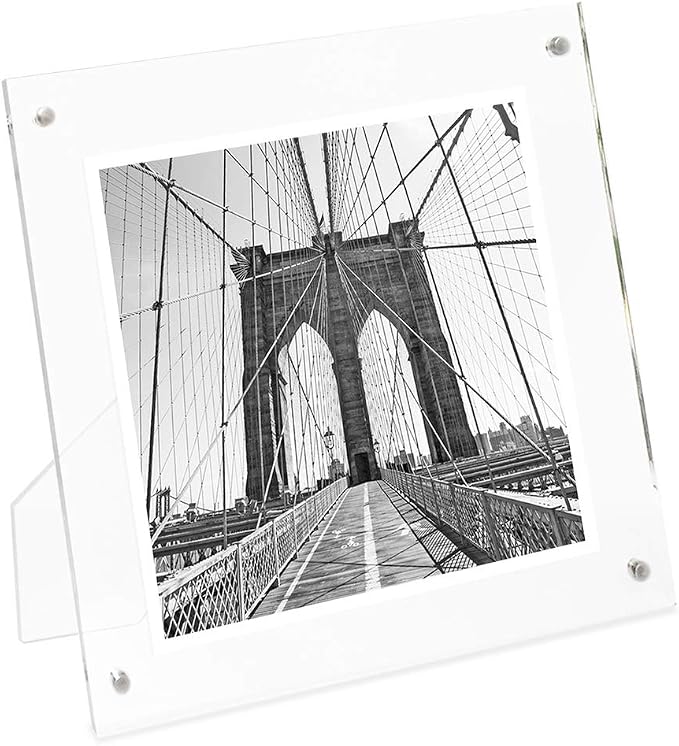 Isaac Jacobs 4x4 Clear Acrylic Magnetic Picture Frame with Two-Way Easel | Plain Acrylic Picture Frame, Magnetic Photo Frame, Made for Tabletop Display by IsaacJacobs