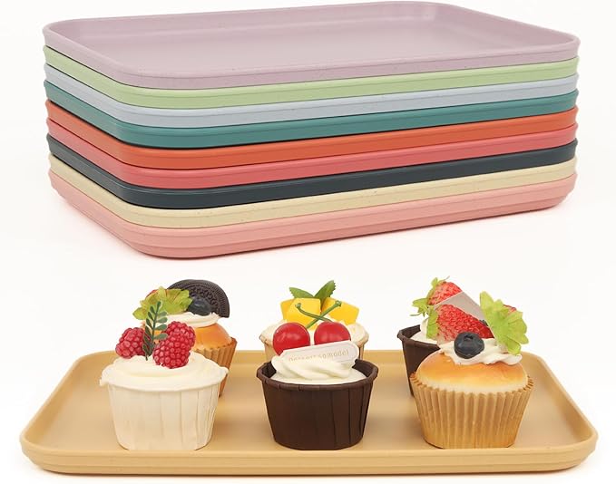 Plastic Art Trays, 10-Pack Large Stackable Activity Crafts Organizer Serving Jewelry Tray for DIY Projects, Painting, Beads, Organizing Supply (12.2 x 8.9 Inches) by Coobbar