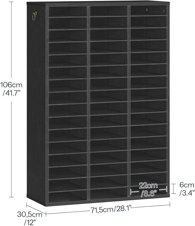 HOOBRO Literature Organizer, 48 Compartments Wooden Mail Organizer, Countertop Literature Sorter with Adjustable Shelves for Home, Office, School, Student Mailbox for Classroom, Black BK163WF01 - Image 3